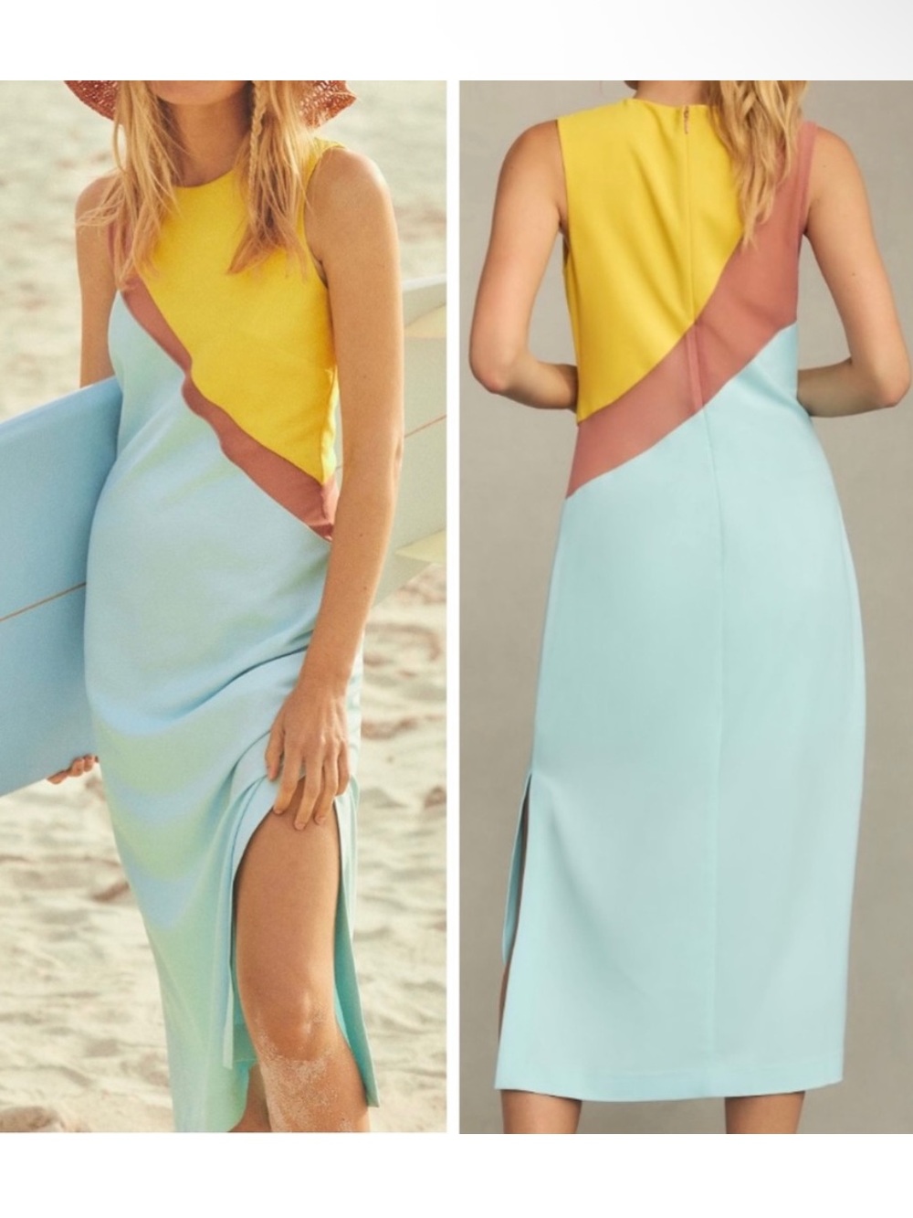 Anthropologie Hutch Sleeveless Colorblock Midi Dress size Small